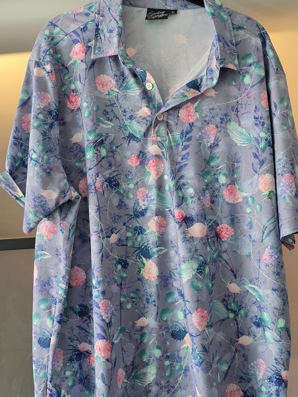 Sunday Swagger -Casual Floral Button-Up Shirt - Lavender/Pink -